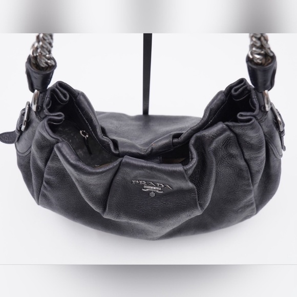 PRADA Black Cervo Leather Chain Bag - Picture 12 of 13
